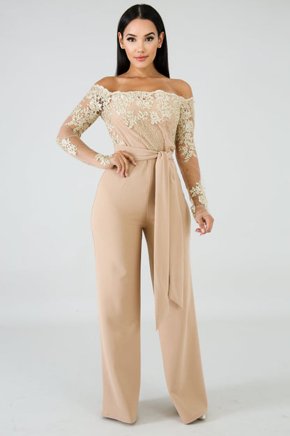 Women’s Lace Wide-Leg Jumpsuit – Elegant One-Shoulder Neck Casual Romper, European & American Style, 7 Colors