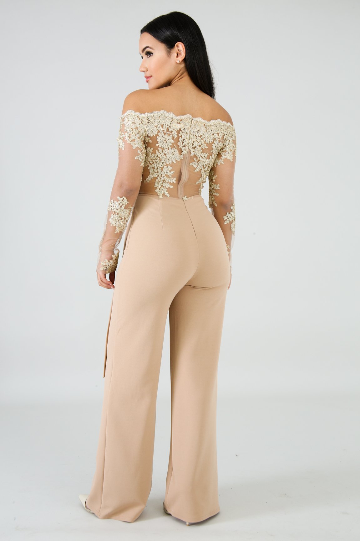 Women’s Lace Wide-Leg Jumpsuit – Elegant One-Shoulder Neck Casual Romper, European & American Style, 7 Colors