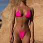 Women’s Solid Color Bikini Set – European & American Style Two-Piece Swimsuit with Stylish Split Design