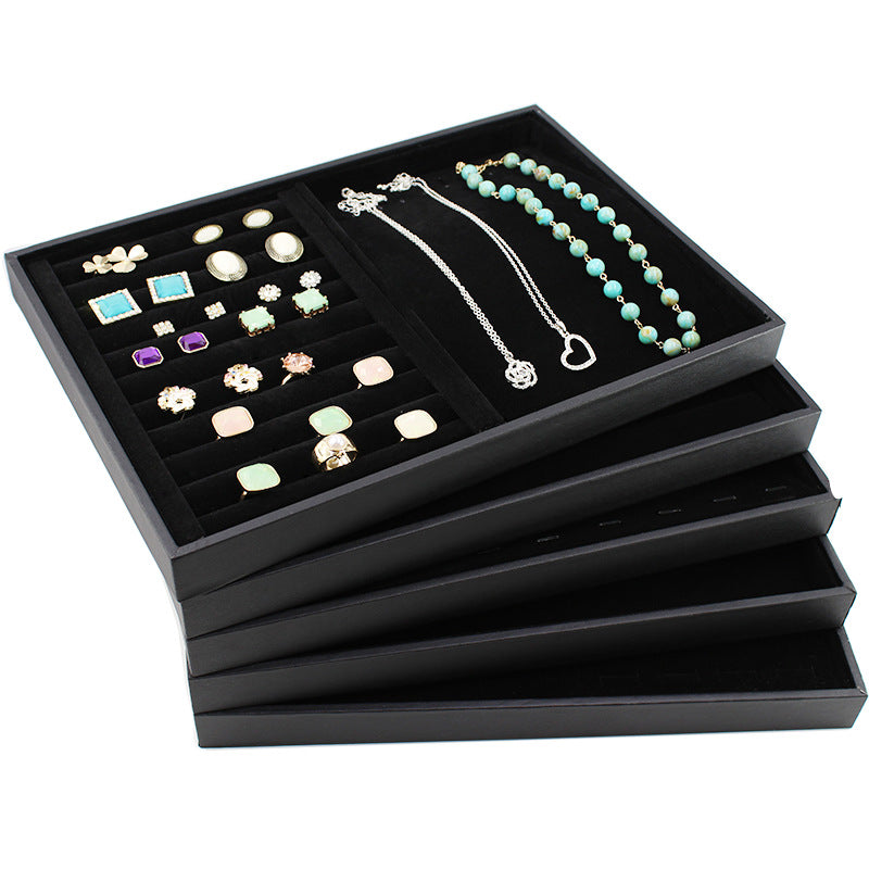 Black Flannel Jewelry Display Tray – Ring & Earring Organizer Showcase