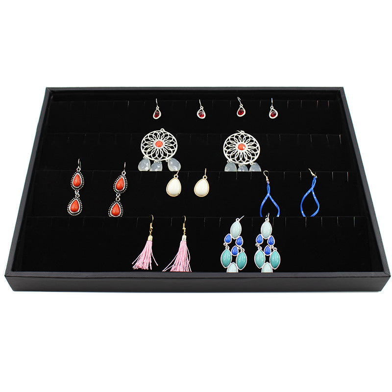 Black Flannel Jewelry Display Tray – Ring & Earring Organizer Showcase
