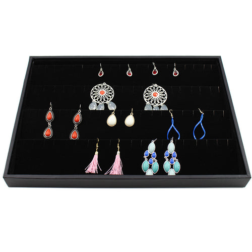 Black Flannel Jewelry Display Tray – Ring & Earring Organizer Showcase