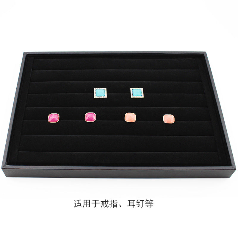 Black Flannel Jewelry Display Tray – Ring & Earring Organizer Showcase