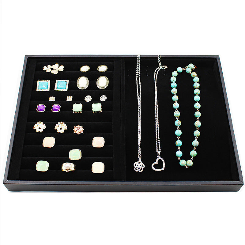 Black Flannel Jewelry Display Tray – Ring & Earring Organizer Showcase