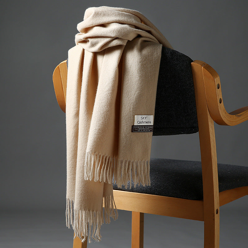 2025 Autumn and Winter Sky Pure Color Imitation Cashmere Scarf Single Color Thickeneded Warm Shawl New Candy Color Taobao Dropshipping
