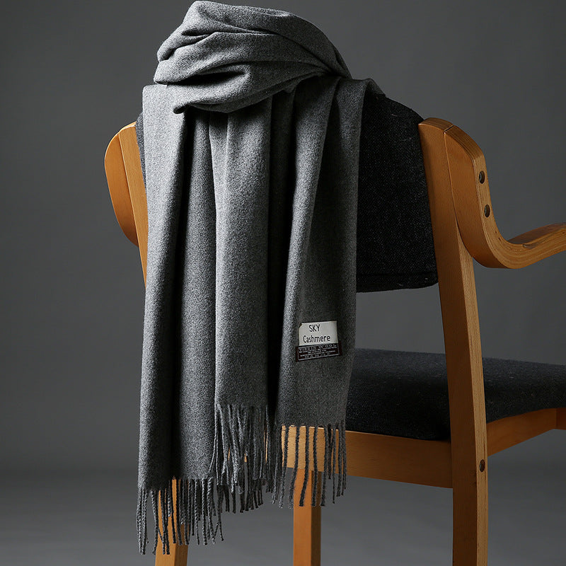 2025 Autumn and Winter Sky Pure Color Imitation Cashmere Scarf Single Color Thickeneded Warm Shawl New Candy Color Taobao Dropshipping