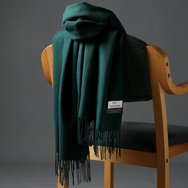 2025 Autumn and Winter Sky Pure Color Imitation Cashmere Scarf Single Color Thickeneded Warm Shawl New Candy Color Taobao Dropshipping