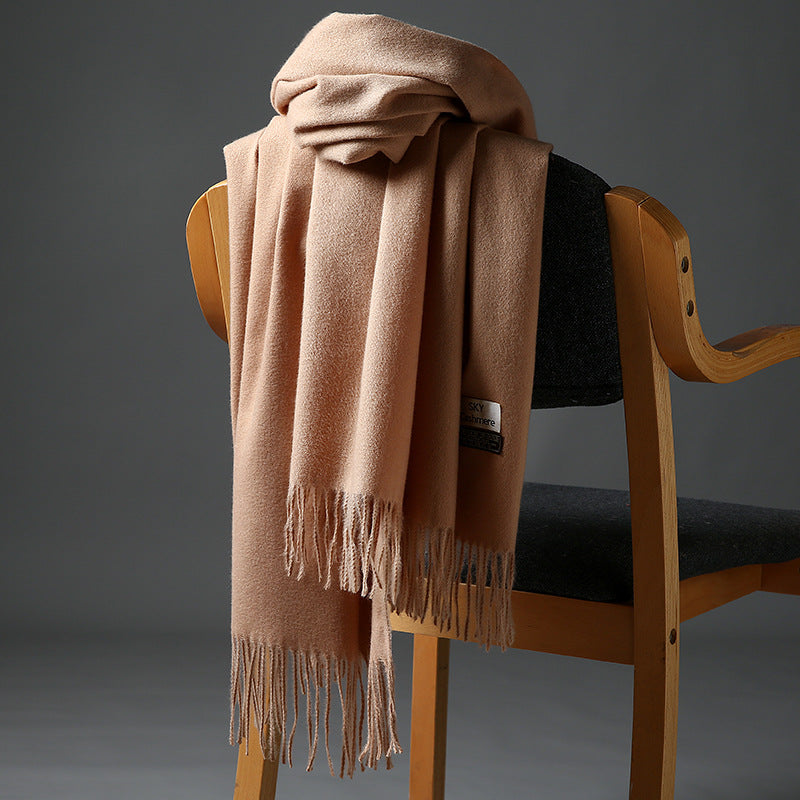 2025 Autumn and Winter Sky Pure Color Imitation Cashmere Scarf Single Color Thickeneded Warm Shawl New Candy Color Taobao Dropshipping