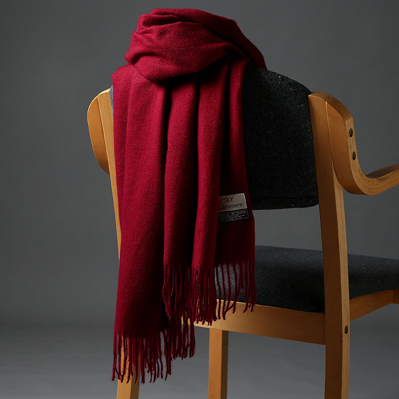 2025 Autumn and Winter Sky Pure Color Imitation Cashmere Scarf Single Color Thickeneded Warm Shawl New Candy Color Taobao Dropshipping