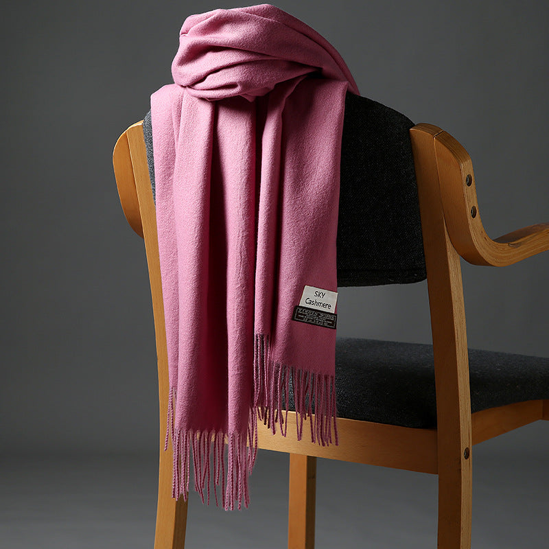 2025 Autumn and Winter Sky Pure Color Imitation Cashmere Scarf Single Color Thickeneded Warm Shawl New Candy Color Taobao Dropshipping