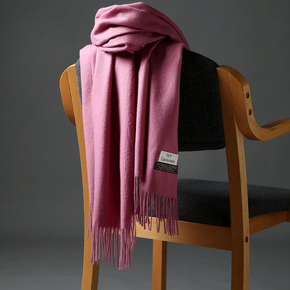 2025 Autumn and Winter Sky Pure Color Imitation Cashmere Scarf Single Color Thickeneded Warm Shawl New Candy Color Taobao Dropshipping