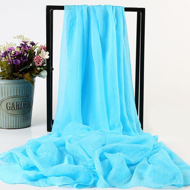 Candy Summer New Sun Protection Shawl Chiffon Imitation Silk Scarf Seaside Beach Towel Solid Color Silk Scarf Scarf Wholesale