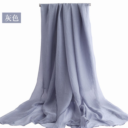 Candy Summer New Sun Protection Shawl Chiffon Imitation Silk Scarf Seaside Beach Towel Solid Color Silk Scarf Scarf Wholesale