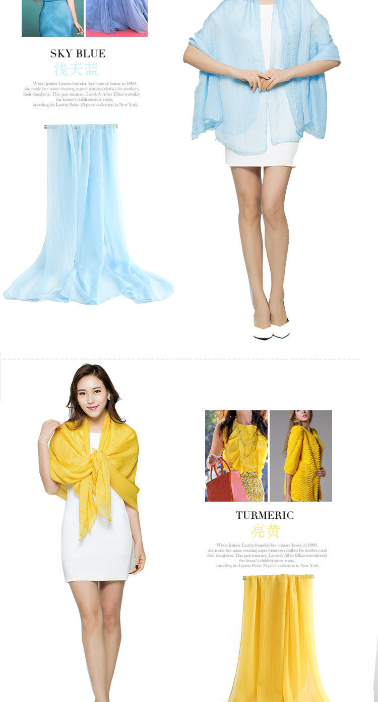 Candy Summer New Sun Protection Shawl Chiffon Imitation Silk Scarf Seaside Beach Towel Solid Color Silk Scarf Scarf Wholesale