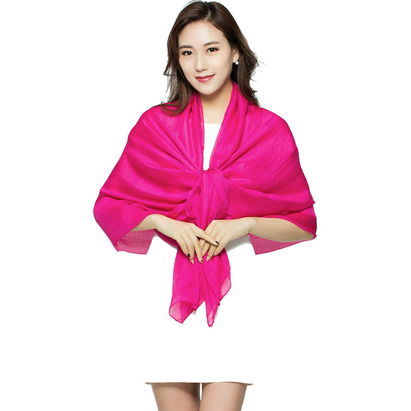 Candy Summer New Sun Protection Shawl Chiffon Imitation Silk Scarf Seaside Beach Towel Solid Color Silk Scarf Scarf Wholesale