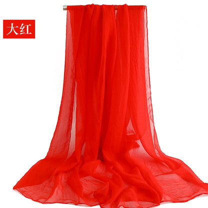 Candy Summer New Sun Protection Shawl Chiffon Imitation Silk Scarf Seaside Beach Towel Solid Color Silk Scarf Scarf Wholesale