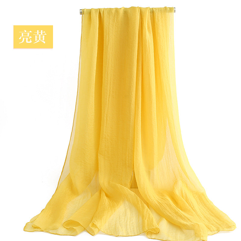 Candy Summer New Sun Protection Shawl Chiffon Imitation Silk Scarf Seaside Beach Towel Solid Color Silk Scarf Scarf Wholesale