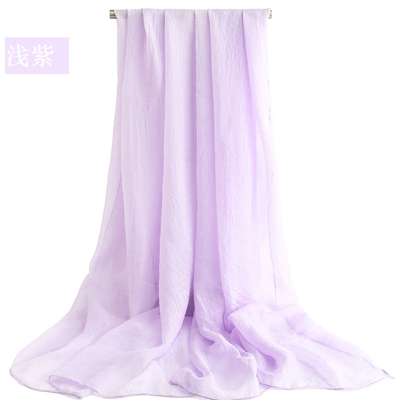 Candy Summer New Sun Protection Shawl Chiffon Imitation Silk Scarf Seaside Beach Towel Solid Color Silk Scarf Scarf Wholesale
