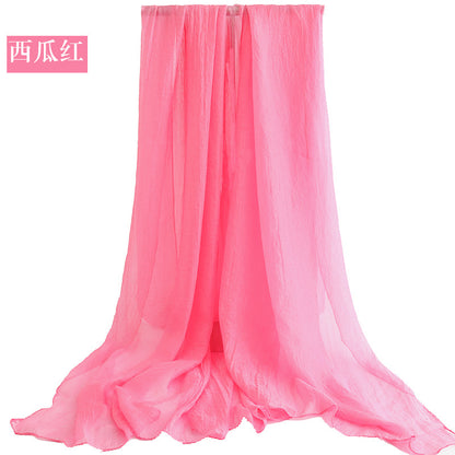 Candy Summer New Sun Protection Shawl Chiffon Imitation Silk Scarf Seaside Beach Towel Solid Color Silk Scarf Scarf Wholesale