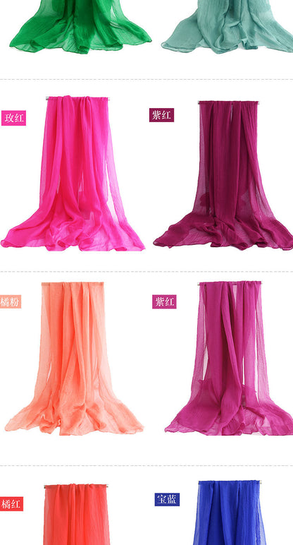 Candy Summer New Sun Protection Shawl Chiffon Imitation Silk Scarf Seaside Beach Towel Solid Color Silk Scarf Scarf Wholesale