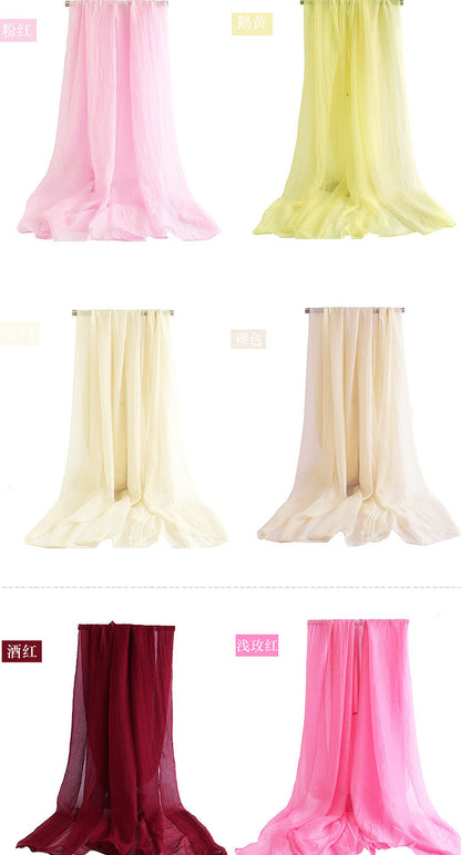 Candy Summer New Sun Protection Shawl Chiffon Imitation Silk Scarf Seaside Beach Towel Solid Color Silk Scarf Scarf Wholesale