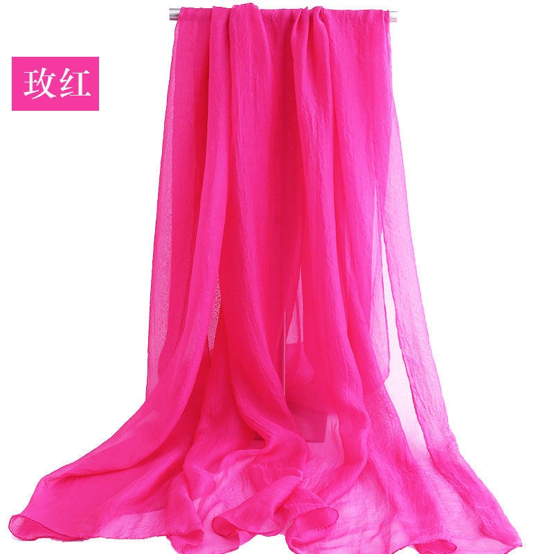 Candy Summer New Sun Protection Shawl Chiffon Imitation Silk Scarf Seaside Beach Towel Solid Color Silk Scarf Scarf Wholesale