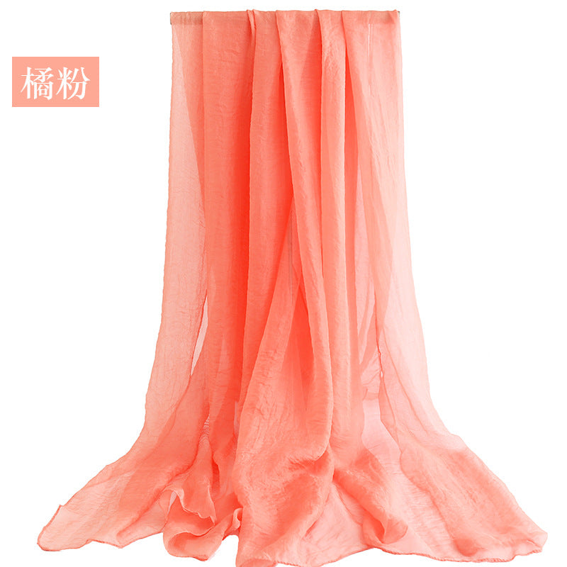 Candy Summer New Sun Protection Shawl Chiffon Imitation Silk Scarf Seaside Beach Towel Solid Color Silk Scarf Scarf Wholesale