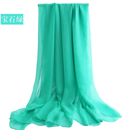 Candy Summer New Sun Protection Shawl Chiffon Imitation Silk Scarf Seaside Beach Towel Solid Color Silk Scarf Scarf Wholesale