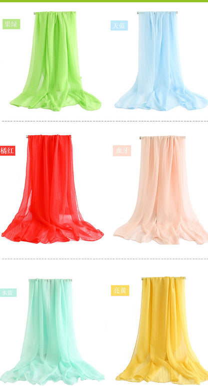 Candy Summer New Sun Protection Shawl Chiffon Imitation Silk Scarf Seaside Beach Towel Solid Color Silk Scarf Scarf Wholesale