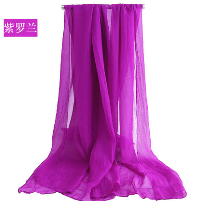 Candy Summer New Sun Protection Shawl Chiffon Imitation Silk Scarf Seaside Beach Towel Solid Color Silk Scarf Scarf Wholesale