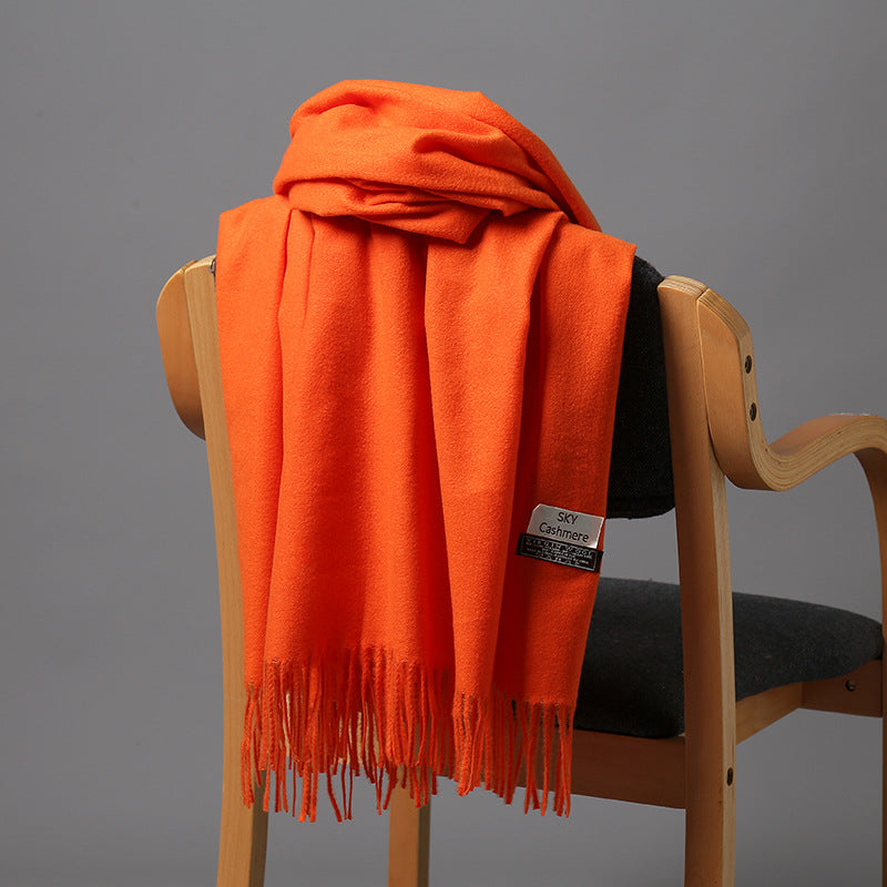 2025 Autumn and Winter Sky Pure Color Imitation Cashmere Scarf Single Color Thickeneded Warm Shawl New Candy Color Taobao Dropshipping