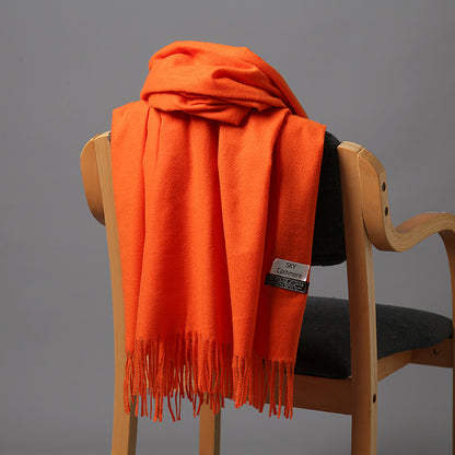 2025 Autumn and Winter Sky Pure Color Imitation Cashmere Scarf Single Color Thickeneded Warm Shawl New Candy Color Taobao Dropshipping