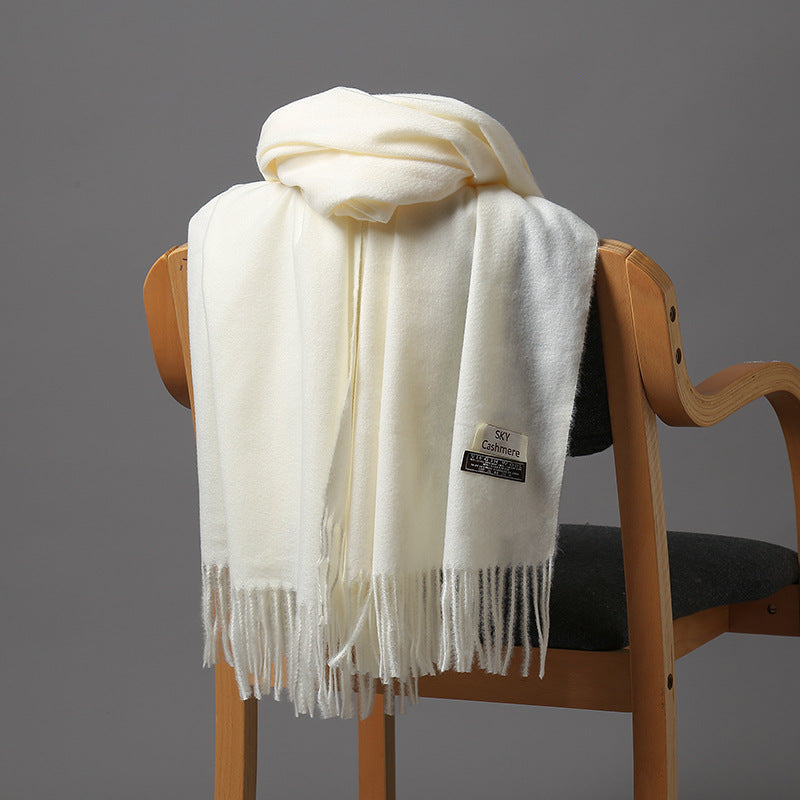 2025 Autumn and Winter Sky Pure Color Imitation Cashmere Scarf Single Color Thickeneded Warm Shawl New Candy Color Taobao Dropshipping