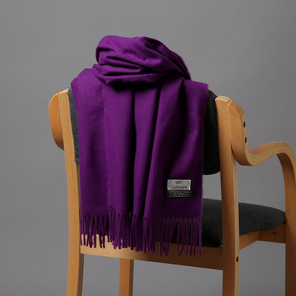 2025 Autumn and Winter Sky Pure Color Imitation Cashmere Scarf Single Color Thickeneded Warm Shawl New Candy Color Taobao Dropshipping