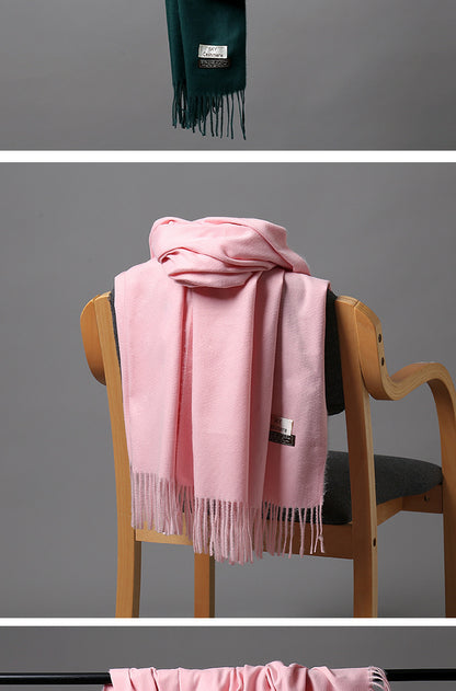 2025 Autumn and Winter Sky Pure Color Imitation Cashmere Scarf Single Color Thickeneded Warm Shawl New Candy Color Taobao Dropshipping