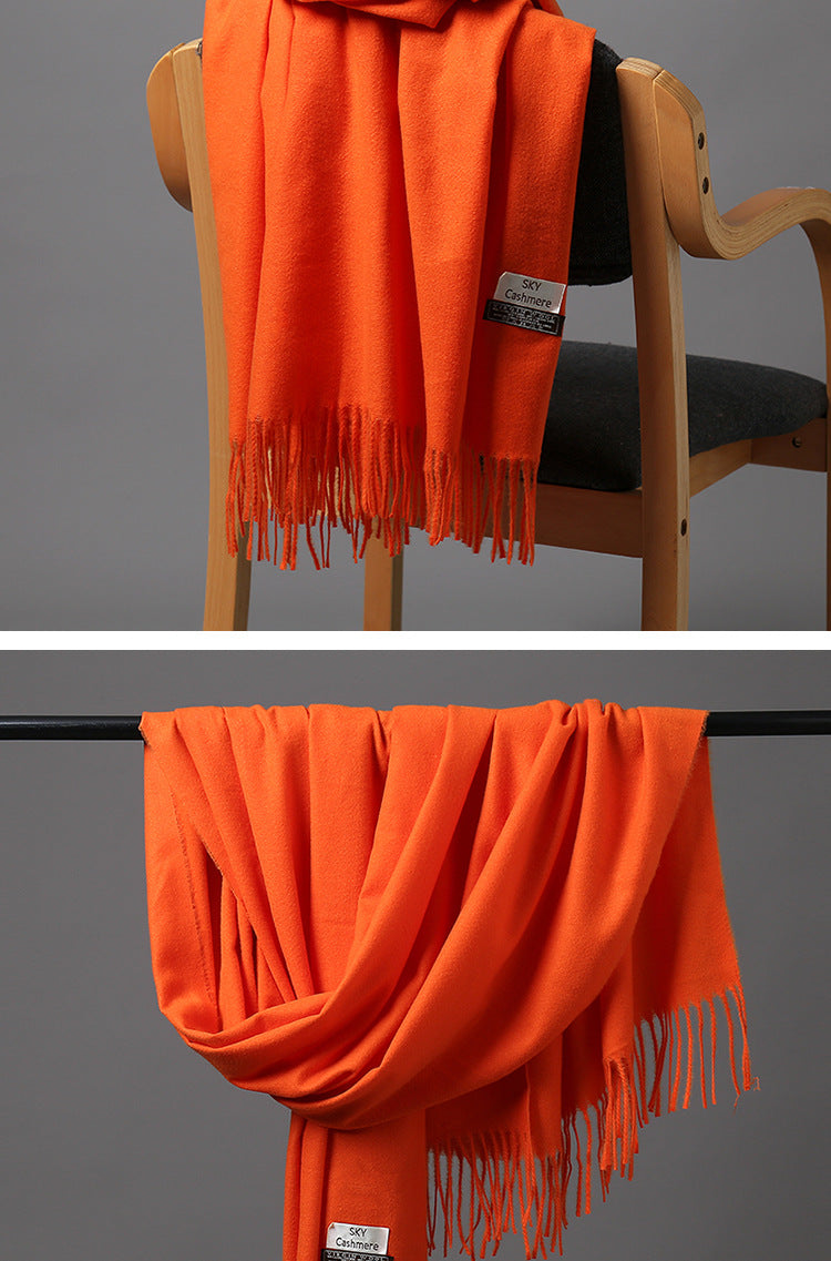 2025 Autumn and Winter Sky Pure Color Imitation Cashmere Scarf Single Color Thickeneded Warm Shawl New Candy Color Taobao Dropshipping