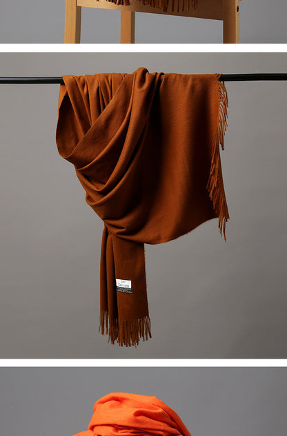 2025 Autumn and Winter Sky Pure Color Imitation Cashmere Scarf Single Color Thickeneded Warm Shawl New Candy Color Taobao Dropshipping