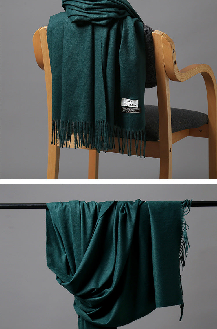 2025 Autumn and Winter Sky Pure Color Imitation Cashmere Scarf Single Color Thickeneded Warm Shawl New Candy Color Taobao Dropshipping