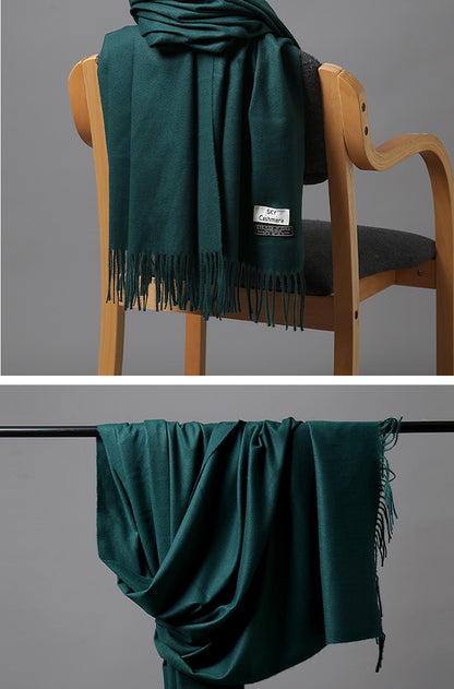 2025 Autumn and Winter Sky Pure Color Imitation Cashmere Scarf Single Color Thickeneded Warm Shawl New Candy Color Taobao Dropshipping