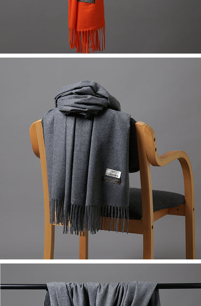 2025 Autumn and Winter Sky Pure Color Imitation Cashmere Scarf Single Color Thickeneded Warm Shawl New Candy Color Taobao Dropshipping