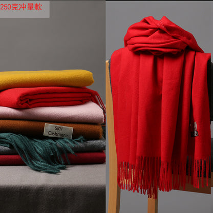 2025 Autumn and Winter Sky Pure Color Imitation Cashmere Scarf Single Color Thickeneded Warm Shawl New Candy Color Taobao Dropshipping
