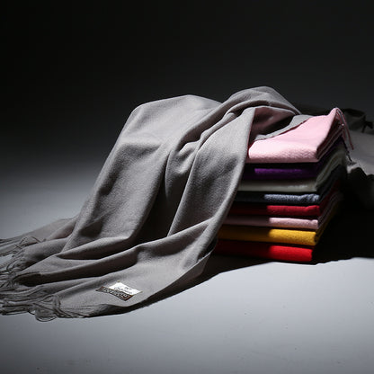 2025 Autumn and Winter Sky Pure Color Imitation Cashmere Scarf Single Color Thickeneded Warm Shawl New Candy Color Taobao Dropshipping
