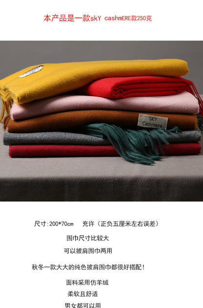 2025 Autumn and Winter Sky Pure Color Imitation Cashmere Scarf Single Color Thickeneded Warm Shawl New Candy Color Taobao Dropshipping