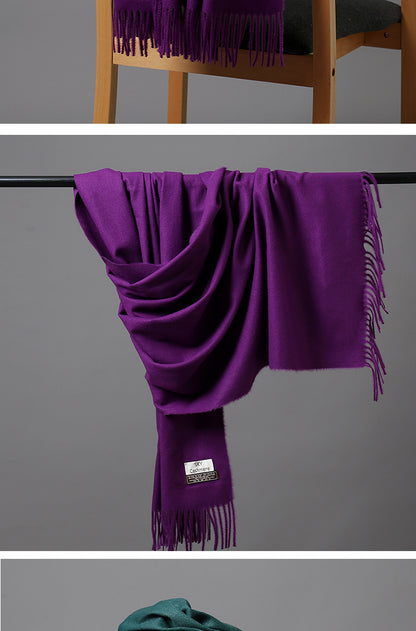 2025 Autumn and Winter Sky Pure Color Imitation Cashmere Scarf Single Color Thickeneded Warm Shawl New Candy Color Taobao Dropshipping