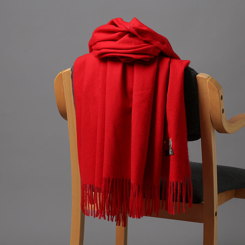 2025 Autumn and Winter Sky Pure Color Imitation Cashmere Scarf Single Color Thickeneded Warm Shawl New Candy Color Taobao Dropshipping