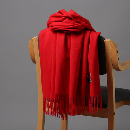 2025 Autumn and Winter Sky Pure Color Imitation Cashmere Scarf Single Color Thickeneded Warm Shawl New Candy Color Taobao Dropshipping