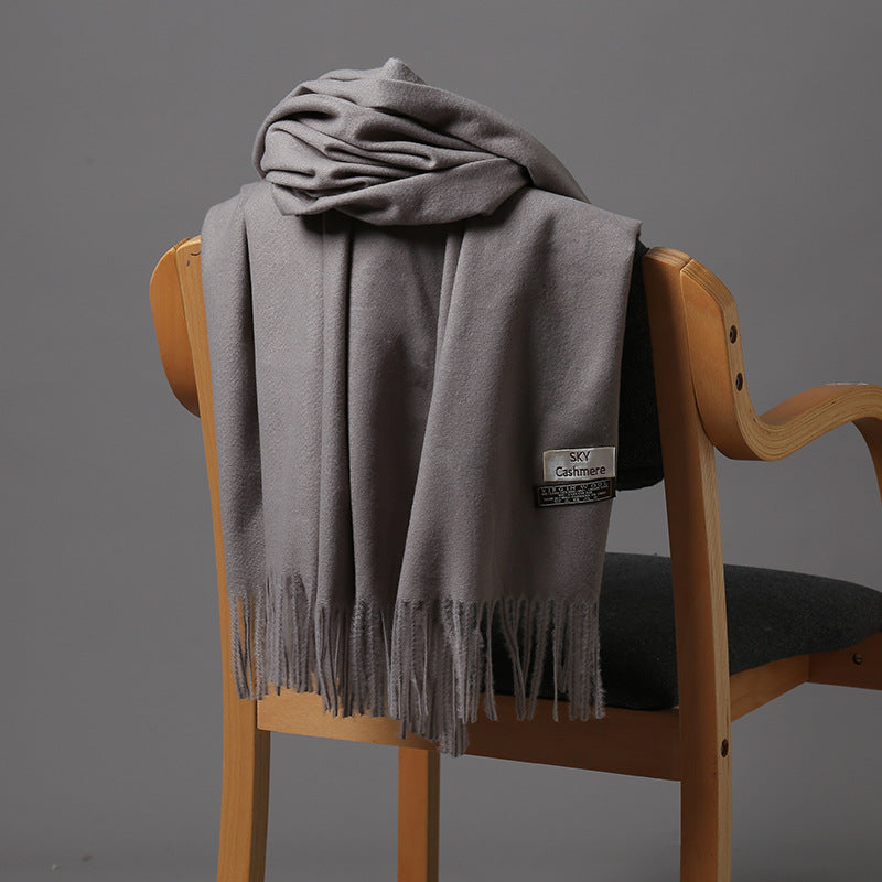 2025 Autumn and Winter Sky Pure Color Imitation Cashmere Scarf Single Color Thickeneded Warm Shawl New Candy Color Taobao Dropshipping