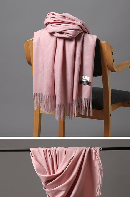 2025 Autumn and Winter Sky Pure Color Imitation Cashmere Scarf Single Color Thickeneded Warm Shawl New Candy Color Taobao Dropshipping