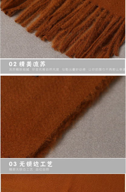 2025 Autumn and Winter Sky Pure Color Imitation Cashmere Scarf Single Color Thickeneded Warm Shawl New Candy Color Taobao Dropshipping