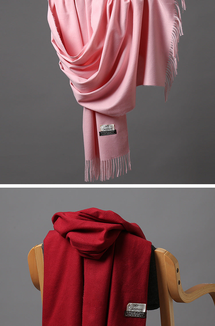 2025 Autumn and Winter Sky Pure Color Imitation Cashmere Scarf Single Color Thickeneded Warm Shawl New Candy Color Taobao Dropshipping